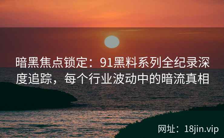 暗黑焦点锁定：91黑料系列全纪录深度追踪，每个行业波动中的暗流真相